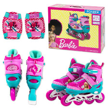 Детские ролики RL2113 (RL7T)  Barbie, размер S (31-34) с защитой 